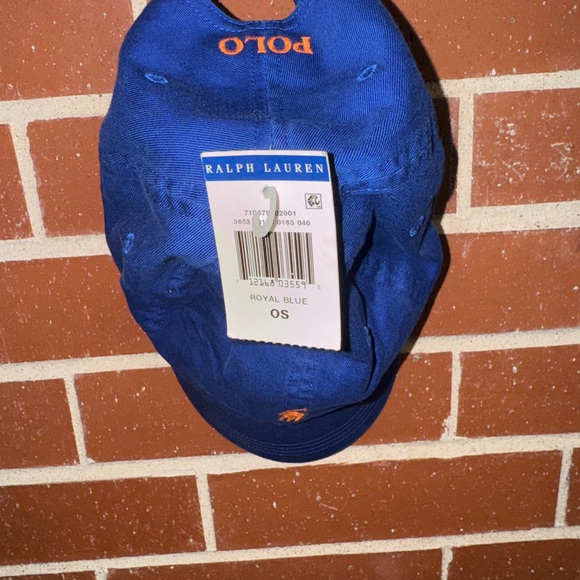 NWT Polo Ralph Lauren Royal Blue Orange Logo Baseball Cap Adjustable - Picture 1 of 4